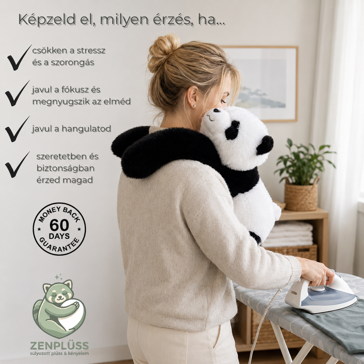 ZenPlüss – 1 kg-os súlyozott ölelőplüss a nyugodtabb pillanatokért